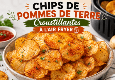 Chips de pommes de terre croustillantes à l’Air Fryer, dorées et assaisonnées de paprika fumé, servies dans un bol avec une sauce.