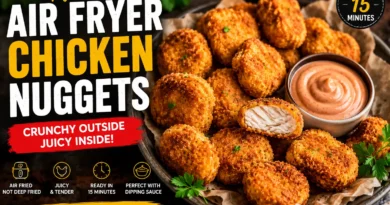 Nuggets de poulet croustillants à l'air fryer avec sauce maison, panure dorée et poulet juteux à l'intérieur