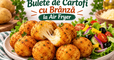 Bulete de cartofi cu brânză la air fryer, crocante și aurii