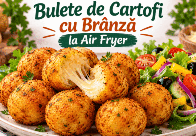Bulete de cartofi cu brânză la air fryer, crocante și aurii