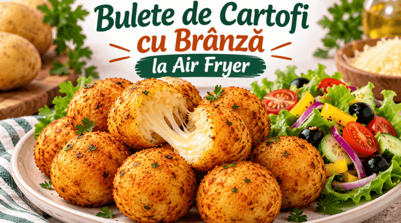 Bulete de cartofi cu brânză la air fryer, crocante și aurii