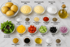 Ingrediente pentru bulete de cartofi cu brânză la air fryer