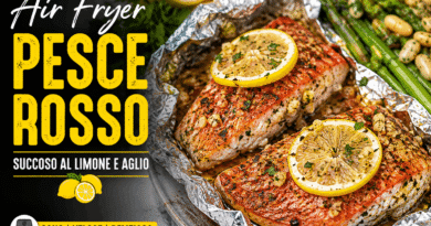 Pesce rosso in friggitrice ad aria con limone e aglio