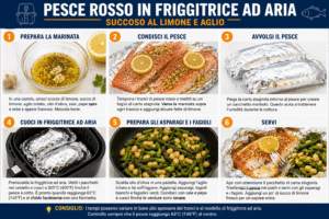 Passaggi per preparare il pesce rosso in friggitrice ad aria con marinata al limone e aglio