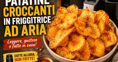 Patatine croccanti in friggitrice ad aria, dorate e speziate, servite in una ciotola con paprika affumicata e rosmarino